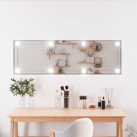 Espejo de pared rectangular con luces LED vidrio 30x100 cm