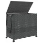 Grauer Rattan-Wäschekorb mit Rädern 66x35x60 cm von , Wäschekörbe - Ref: Foro24-372046, Preis: 74,91 €, Rabatt: %