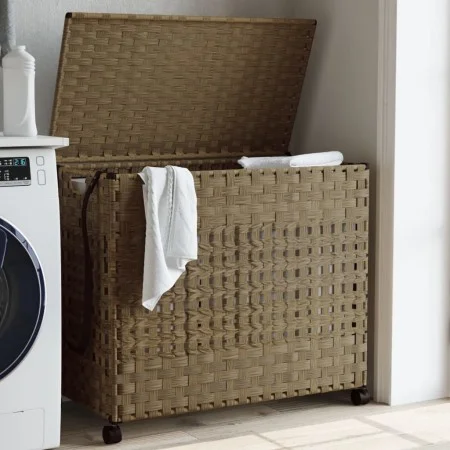 Rattan laundry basket with wheels 66x35x60 cm by , Laundry baskets - Ref: Foro24-372044, Price: 97,78 €, Discount: %