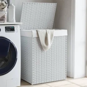Laundry basket with lid white synthetic rattan 46x33x60 cm by , Laundry baskets - Ref: Foro24-372033, Price: 54,73 €, Discoun...