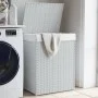 Wäschekorb mit Deckel aus weißem synthetischem Rattan, 46 x 33 x 60 cm von , Wäschekörbe - Ref: Foro24-372033, Preis: 54,73 €...