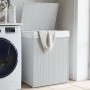 Wäschekorb mit Deckel aus weißem synthetischem Rattan, 46 x 33 x 60 cm von , Wäschekörbe - Ref: Foro24-372033, Preis: 58,87 €...