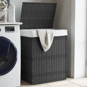 Laundry basket with lid gray synthetic rattan 46x33x60 cm by , Laundry baskets - Ref: Foro24-372031, Price: 56,12 €, Discount: %