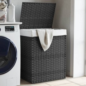 Wäschekorb mit Deckel aus grauem synthetischem Rattan, 46 x 33 x 60 cm von , Wäschekörbe - Ref: Foro24-372031, Preis: 57,03 €...