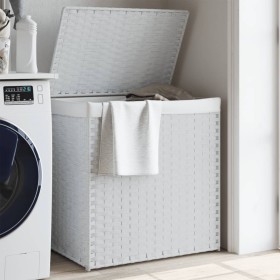 Dirty clothes basket 2 sections white synthetic rattan 53x35x57 cm by , Laundry baskets - Ref: Foro24-372038, Price: 60,78 €,...