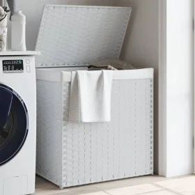 Dirty clothes basket 2 sections white synthetic rattan 53x35x57 cm by , Laundry baskets - Ref: Foro24-372038, Price: 59,85 €,...