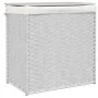 Dirty clothes basket 2 sections white synthetic rattan 53x35x57 cm by , Laundry baskets - Ref: Foro24-372038, Price: 59,85 €,...