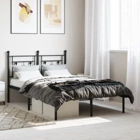 Bed frame with black metal headboard 120x200 cm by , Beds and slatted bases - Ref: Foro24-374337, Price: 93,96 €, Discount: %
