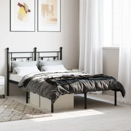 Estructura de cama con cabecero metal negro 120x200 cm de , Camas y somieres - Ref: Foro24-374337, Precio: 95,30 €, Descuento: %