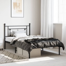 Estructura de cama con cabecero metal negro 107x203 cm de , Camas y somieres - Ref: Foro24-374335, Precio: 74,48 €, Descuento: %