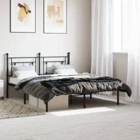 Bed frame with black metal headboard 160x200 cm by , Beds and slatted bases - Ref: Foro24-374342, Price: 108,97 €, Discount: %
