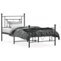 Bed frame with headboard and black metal footboard 90x190 cm by , Beds and slatted bases - Ref: Foro24-374349, Price: 76,42 €...
