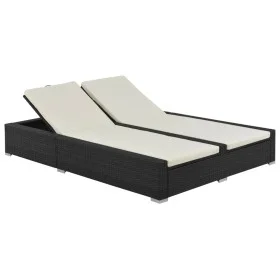 Tumbona doble ratán sintético negro de vidaXL, Camas para exteriores - Ref: Foro24-44752, Precio: 373,06 €, Descuento: %