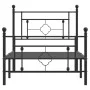 Bed frame with headboard and black metal footboard 90x190 cm by , Beds and slatted bases - Ref: Foro24-374349, Price: 76,42 €...