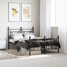 Bed frame with headboard and footboard black metal 120x190 cm by , Beds and slatted bases - Ref: Foro24-374354, Price: 114,73...