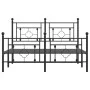Bettgestell mit Kopf- und Fußteil aus schwarzem Metall, 135 x 190 cm von , Betten und Lattenroste - Ref: Foro24-374356, Preis...