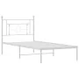 Metal bed frame with white headboard 90x190 cm by , Beds and slatted bases - Ref: Foro24-374380, Price: 63,28 €, Discount: %