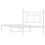 Metal bed frame with white headboard 90x190 cm by , Beds and slatted bases - Ref: Foro24-374380, Price: 63,28 €, Discount: %