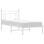 Metal bed frame with white headboard 100x190 cm by , Beds and slatted bases - Ref: Foro24-374382, Price: 69,30 €, Discount: %