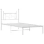Metal bed frame with white headboard 100x190 cm by , Beds and slatted bases - Ref: Foro24-374382, Price: 69,30 €, Discount: %
