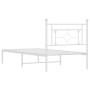 Metal bed frame with white headboard 100x190 cm by , Beds and slatted bases - Ref: Foro24-374382, Price: 70,22 €, Discount: %