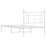 Metal bed frame with white headboard 100x190 cm by , Beds and slatted bases - Ref: Foro24-374382, Price: 69,30 €, Discount: %