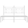 Bettgestell aus weißem Metall mit Kopfteil 140x200 cm von , Betten und Lattenroste - Ref: Foro24-374389, Preis: 97,22 €, Raba...
