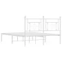 White metal bed frame with headboard 140x200 cm by , Beds and slatted bases - Ref: Foro24-374389, Price: 97,22 €, Discount: %
