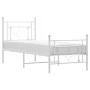 Metal bed frame with headboard and footboard white 75x190 cm by , Beds and slatted bases - Ref: Foro24-374396, Price: 68,01 €...