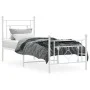 Metal bed frame with headboard and footboard white 75x190 cm by , Beds and slatted bases - Ref: Foro24-374396, Price: 68,01 €...