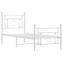 Metal bed frame with headboard and footboard white 75x190 cm by , Beds and slatted bases - Ref: Foro24-374396, Price: 68,01 €...