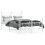 Metal bed frame with headboard and white footboard 120x200 cm by , Beds and slatted bases - Ref: Foro24-374404, Price: 101,81...