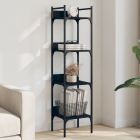 4-shelf black engineered wood bookcase 35x30x138.5 cm by , Bookcases and shelves - Ref: Foro24-838848, Price: 45,94 €, Discou...