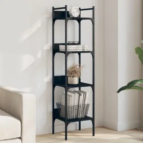 4-shelf black engineered wood bookcase 35x30x138.5 cm by , Bookcases and shelves - Ref: Foro24-838848, Price: 45,34 €, Discou...