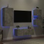 Muebles TV pared con LED 5 pzas madera ingeniería gris hormigón en Muebles TV | Comprar online en Foro24