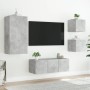 Muebles TV pared con LED 5 pzas madera ingeniería gris hormigón en Muebles TV | Comprar online en Foro24