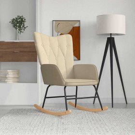 Silla mecedora de tela color crema en Mecedoras | Comprar online en Foro24