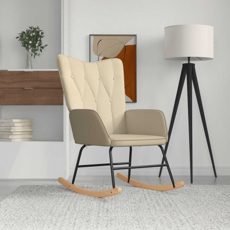 Silla mecedora de tela color crema en Mecedoras | Comprar online en Foro24