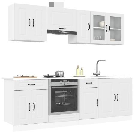 Mueble de cocina Kalmar blanco 8 piezas madera contrachapada en Armarios de cocina | Comprar online en Foro24