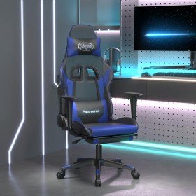 Silla gaming de masaje y reposapiés cuero sintético negro azul en Sillas gaming | Comprar online en Foro24