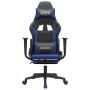 Silla gaming de masaje y reposapiés cuero sintético negro azul en Sillas gaming | Comprar online en Foro24