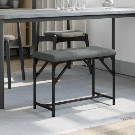 Steel and dark gray fabric dining bench 62x32x45 cm by , Dining and kitchen benches - Ref: Foro24-835219, Price: 40,85 €, Dis...