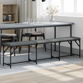 Steel and dark gray fabric dining bench 186x32x45 cm by , Dining and kitchen benches - Ref: Foro24-835225, Price: 80,69 €, Di...