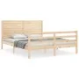 Double bed frame with solid wood headboard by , Beds and slatted bases - Ref: Foro24-3195031, Price: 177,23 €, Discount: %