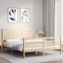 Estructura de cama de matrimonio con cabecero madera maciza de , Camas y somieres - Ref: Foro24-3195031, Precio: 179,94 €, De...