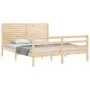 Double bed frame with solid wood headboard by , Beds and slatted bases - Ref: Foro24-3195031, Price: 177,23 €, Discount: %