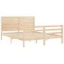 Double bed frame with solid wood headboard by , Beds and slatted bases - Ref: Foro24-3195031, Price: 177,23 €, Discount: %