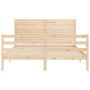 Double bed frame with solid wood headboard by , Beds and slatted bases - Ref: Foro24-3195031, Price: 179,94 €, Discount: %