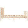 Double bed frame with solid wood headboard by , Beds and slatted bases - Ref: Foro24-3195031, Price: 179,94 €, Discount: %