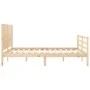 Double bed frame with solid wood headboard by , Beds and slatted bases - Ref: Foro24-3195031, Price: 177,23 €, Discount: %